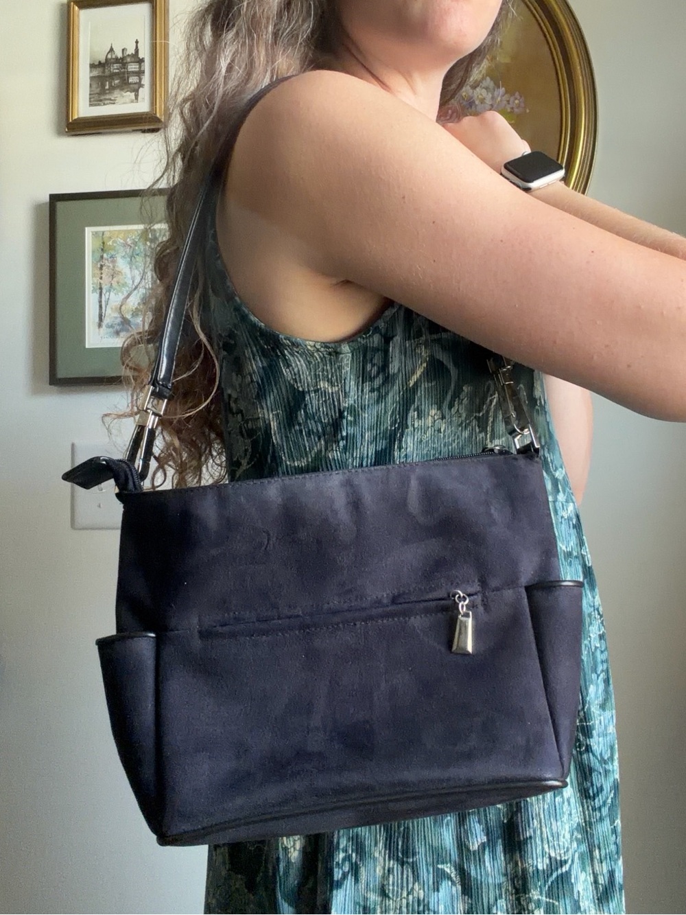 Liz Claiborne Black Suede Shoulder Bag